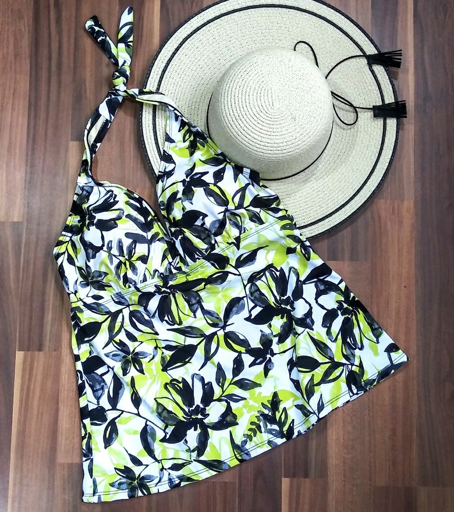 NWT Swimsuits for all Tankini WHT BLK YEL Sz 12